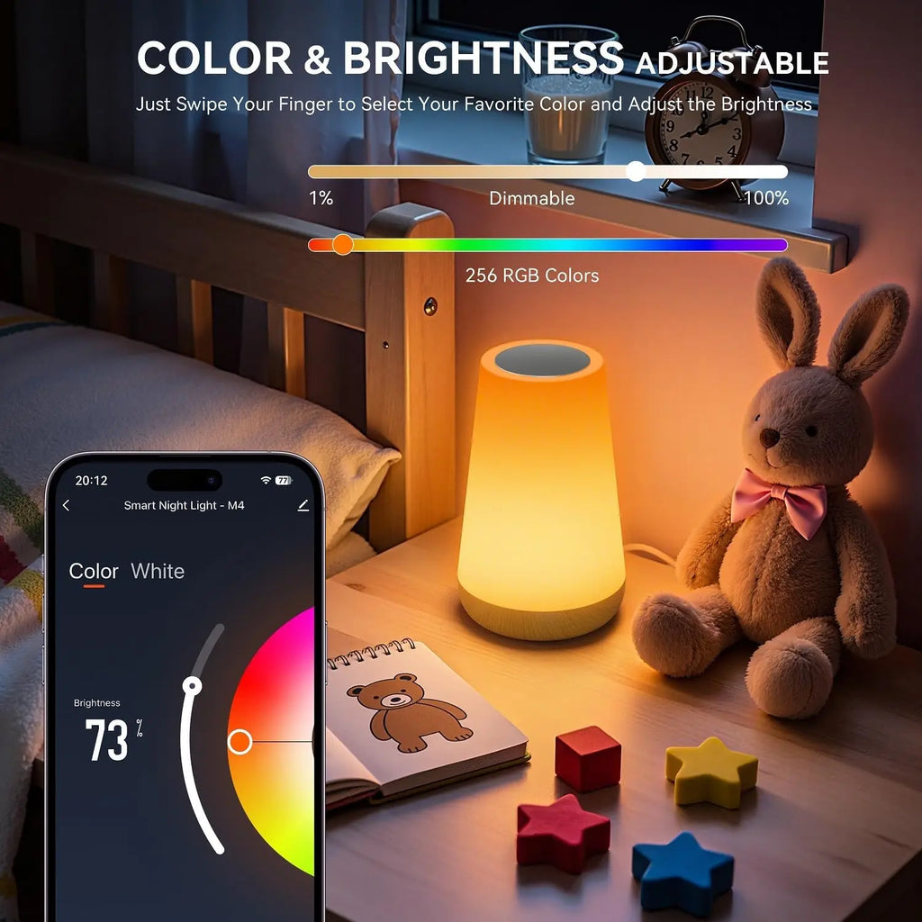 Smart WiFi Bedside Table Lamp – RGB & Warm White, Voice & App Controlled Ambient Light