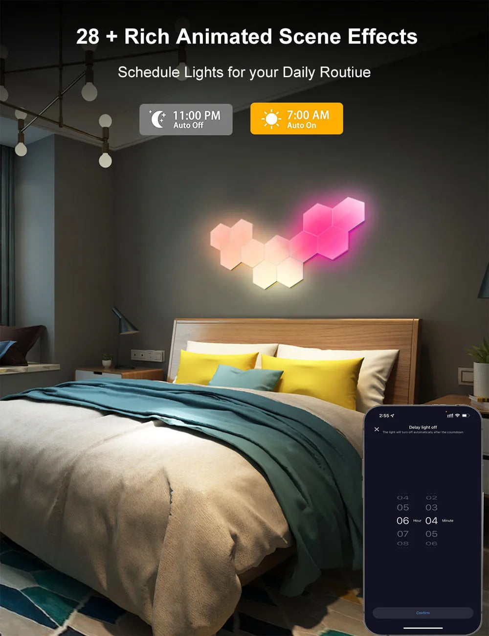 Smart Hexagon LED Wall Panels (6-Pack) – App & Voice Controlled Ambient Lighting