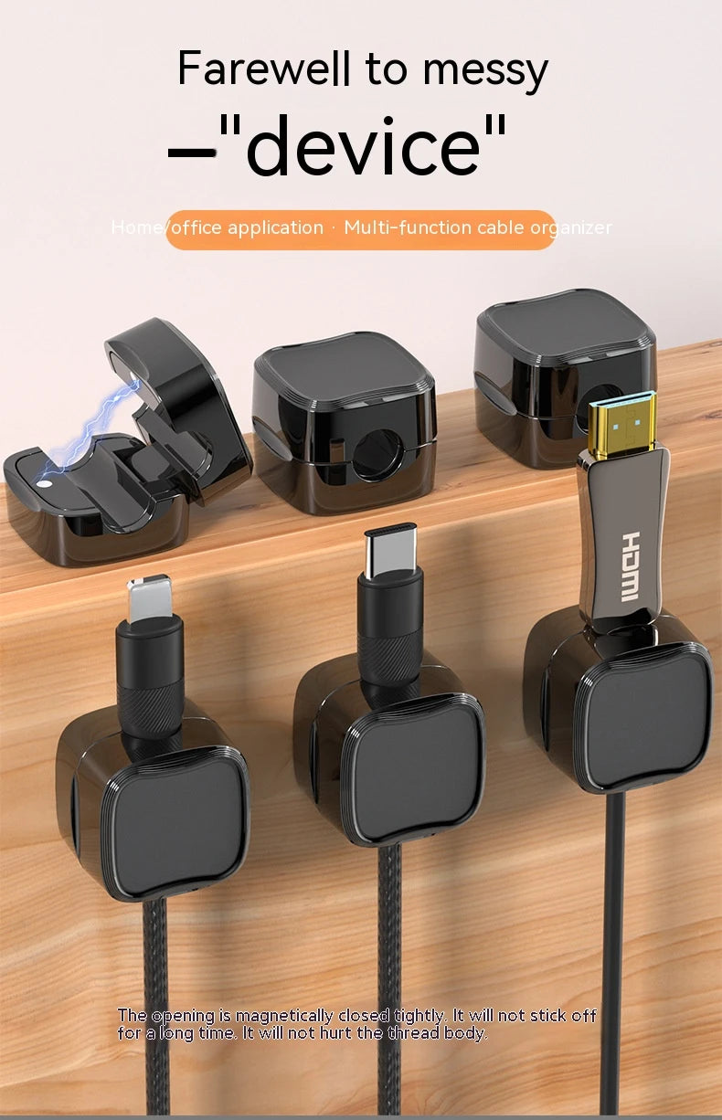 Magnetic Cable Organizer Clips – Rotating Adhesive Desk Cord Holder (3-Pack / 6-Pack)
