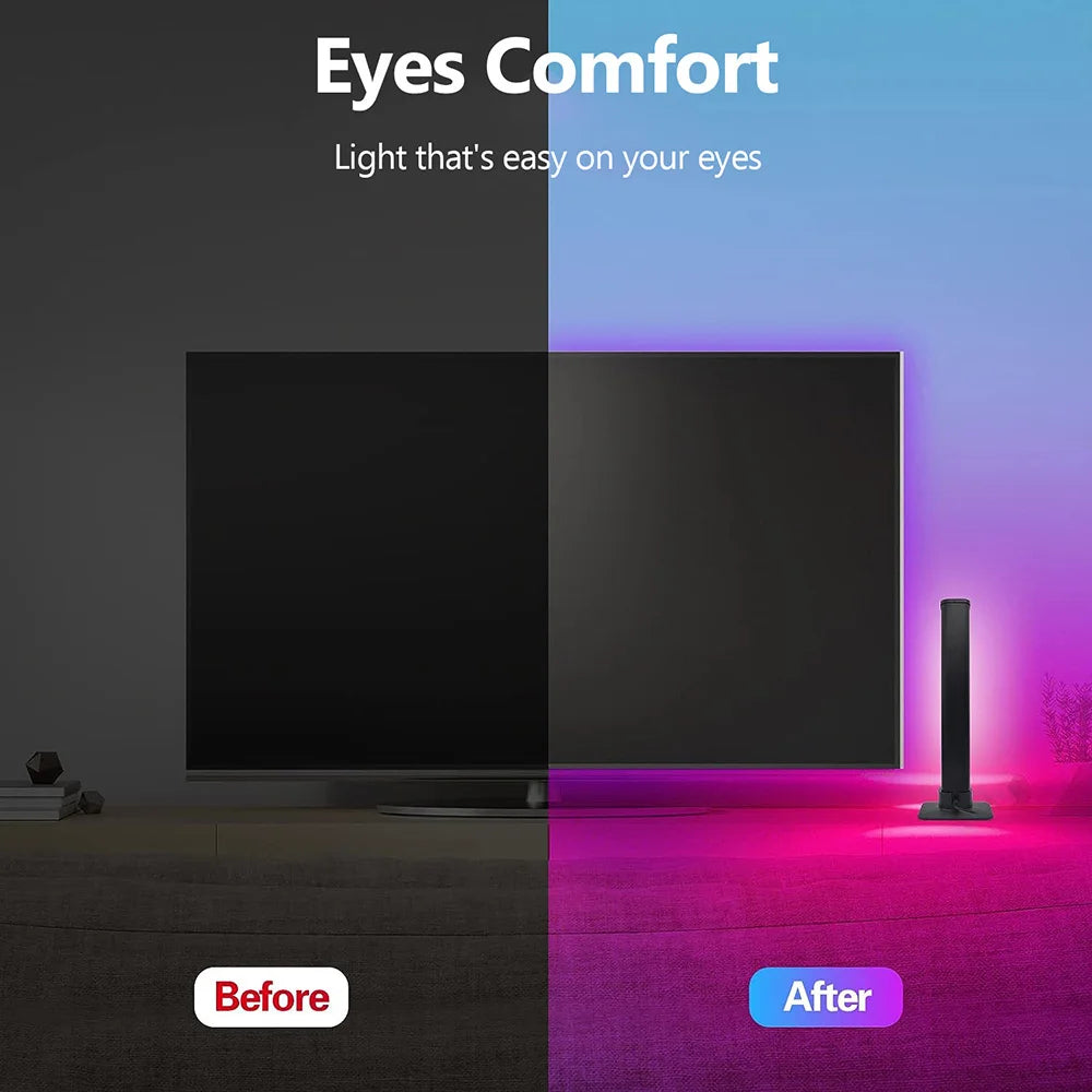 Smart RGB LED Light Bars (2-Pack) – Music Sync Ambient Backlights for TV, Gaming & Home Setup