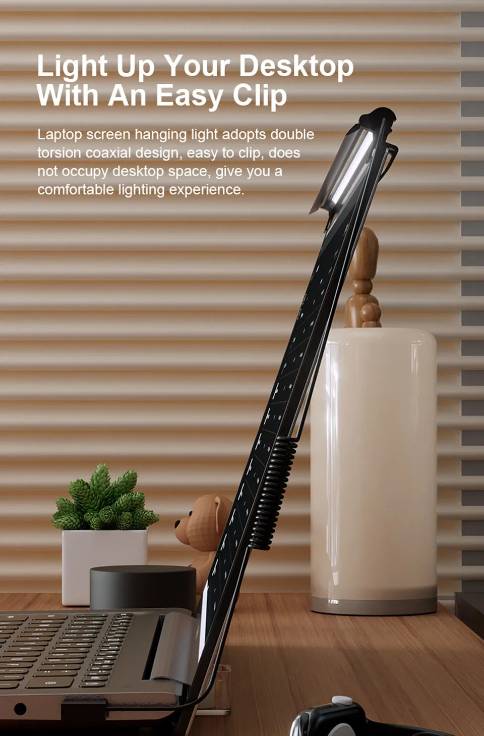 Portable Aluminum Monitor Light – Eye-Care LED Bar with 5 Light Modes