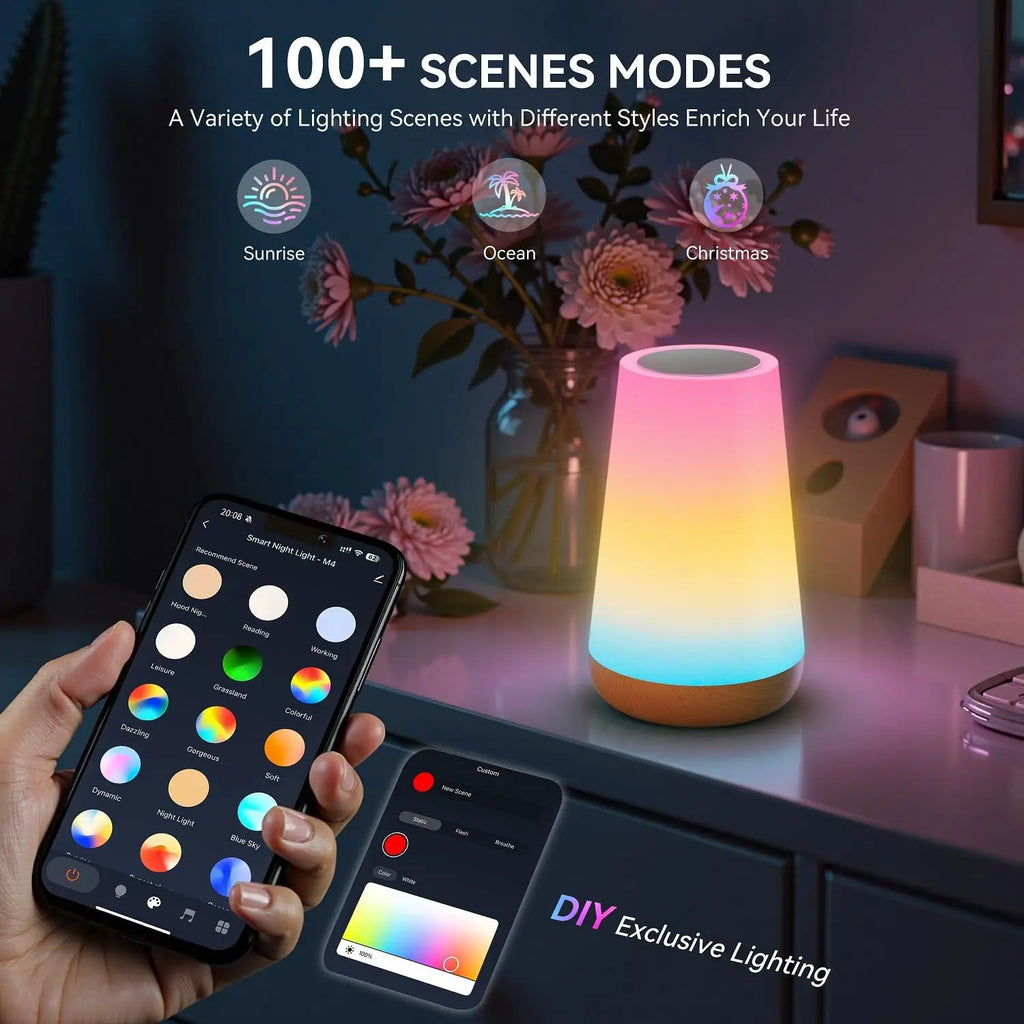Smart WiFi Bedside Table Lamp – RGB & Warm White, Voice & App Controlled Ambient Light