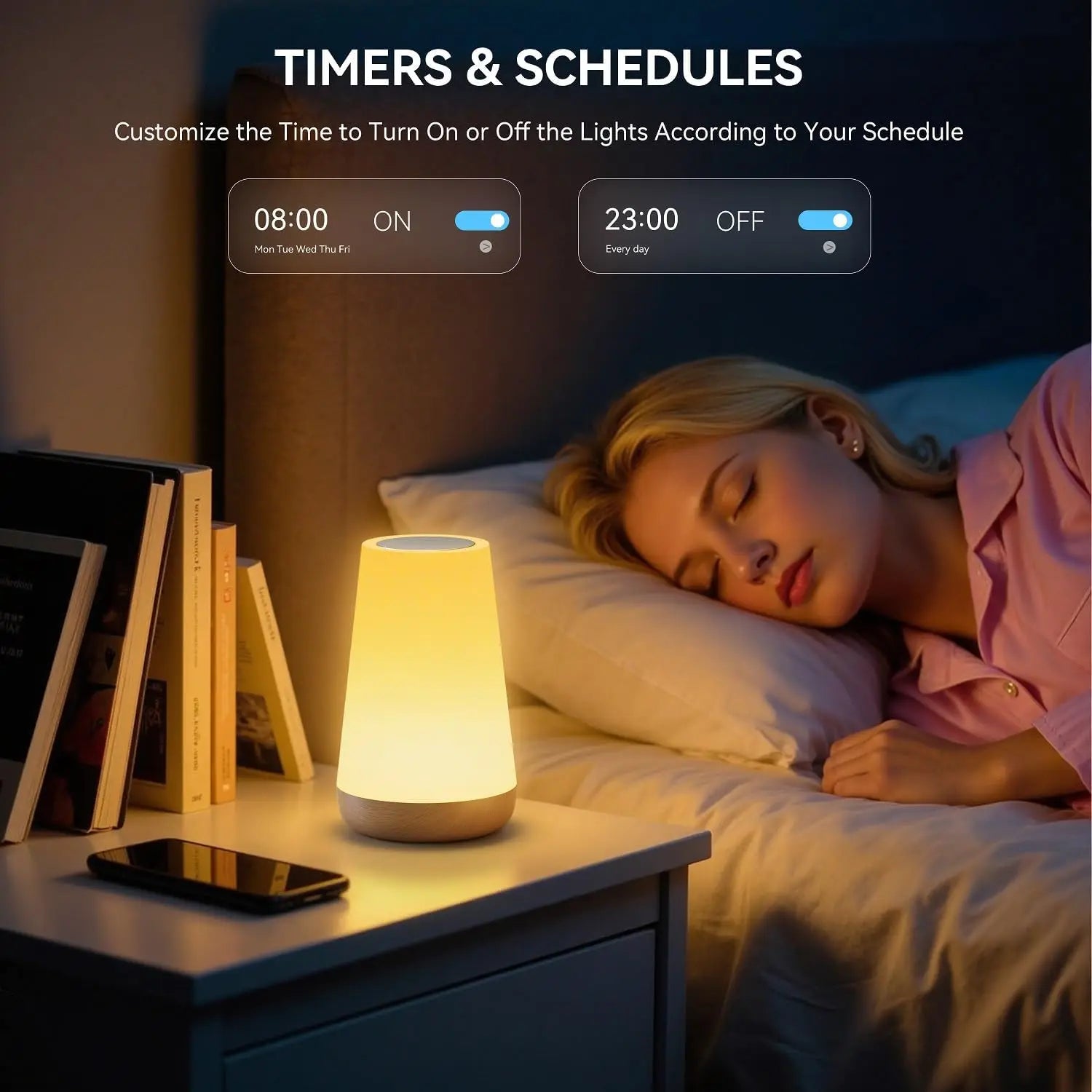 Smart WiFi Bedside Table Lamp – RGB & Warm White, Voice & App Controlled Ambient Light