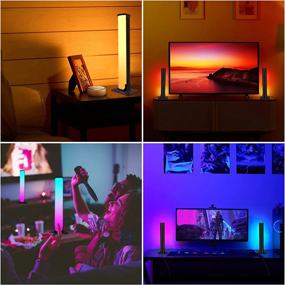 Smart RGB LED Light Bars (2-Pack) – Music Sync Ambient Backlights for TV, Gaming & Home Setup