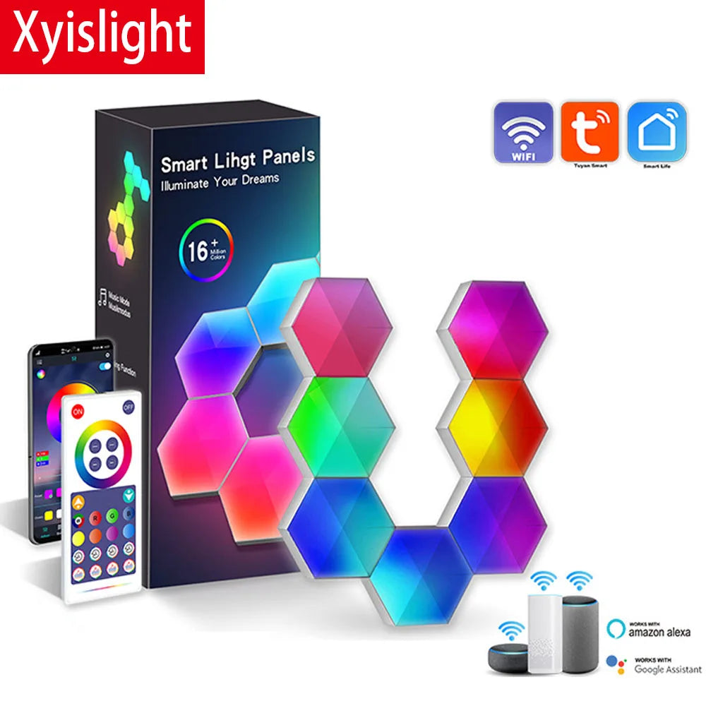 Smart Hexagon LED Wall Panels (6-Pack) – App & Voice Controlled Ambient Lighting