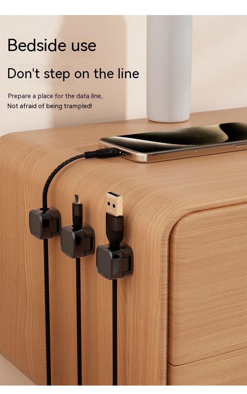 Magnetic Cable Organizer Clips – Rotating Adhesive Desk Cord Holder (3-Pack / 6-Pack)