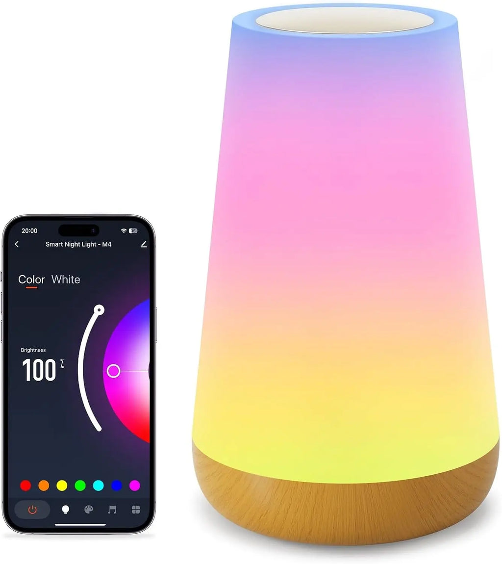 Smart WiFi Bedside Table Lamp – RGB & Warm White, Voice & App Controlled Ambient Light