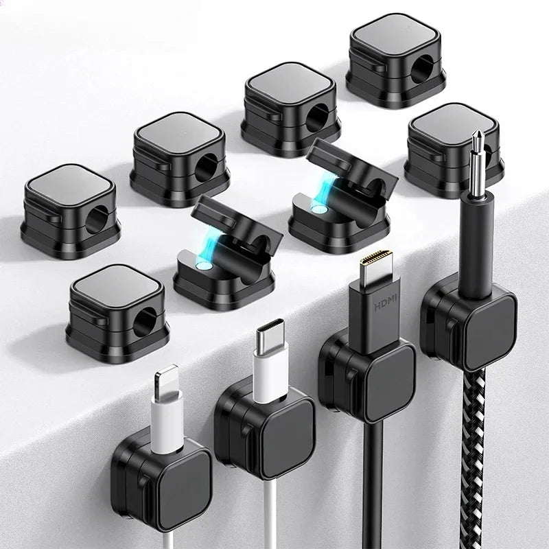 Magnetic Cable Organizer Clips – Rotating Adhesive Desk Cord Holder (3-Pack / 6-Pack)