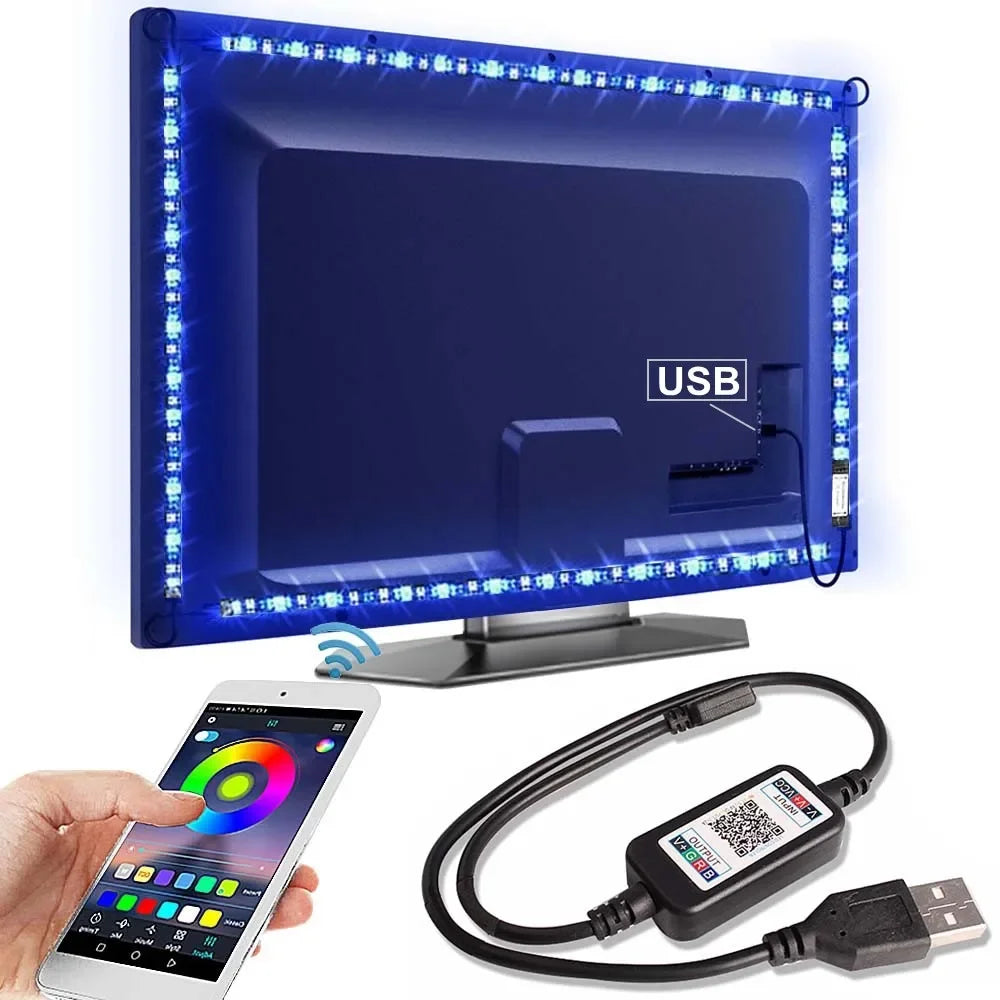 Bluetooth RGB TV Backlight – USB LED Strip with App Control & Music Sync