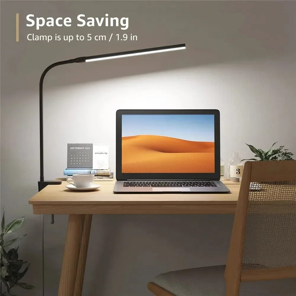 Double-Head LED Desk Lamp – Dimmable Eye-Care Light with 3 Color Modes