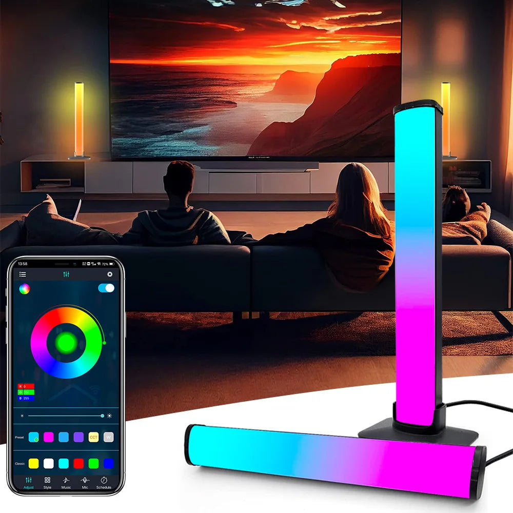 Smart RGB LED Light Bars (2-Pack) – Music Sync Ambient Backlights for TV, Gaming & Home Setup