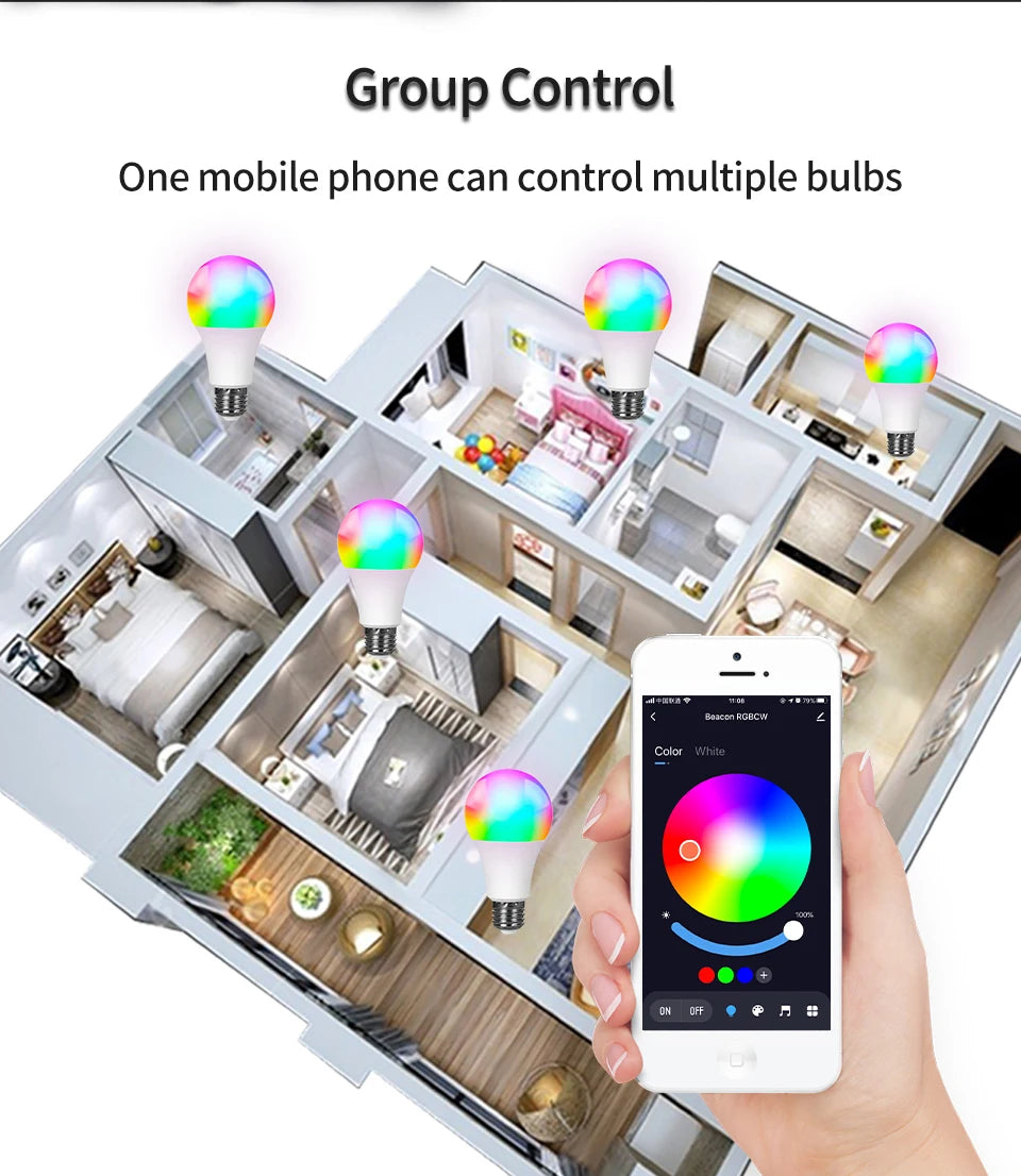 Flowly Smart RGB LED Bulb E27 – App-Controlled Lighting