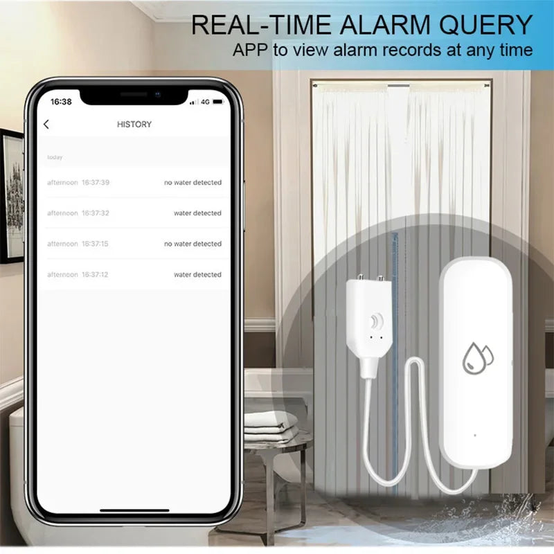 WiFi Smart Water Leak Sensor – Real-Time Flood Alert (Tuya & Smart Life Compatible)
