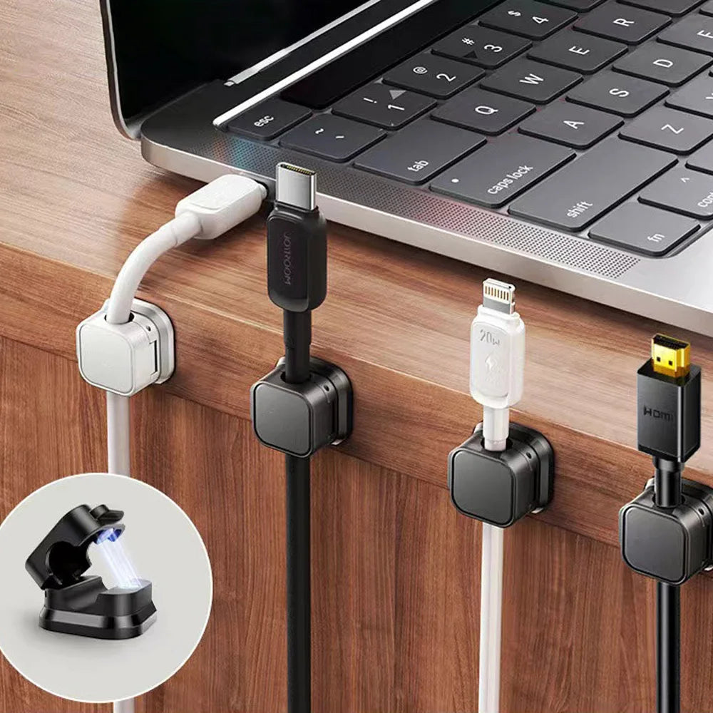 Magnetic Cable Organizer Clips – 12 Pack Rotating Adhesive Desk Cord Holder