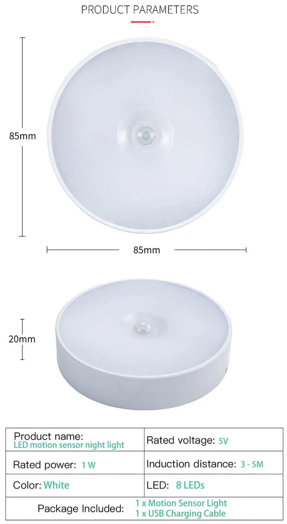 USB Rechargeable Motion Sensor Night Light – Automatic LED Light for Closets, Stairs & Hallways