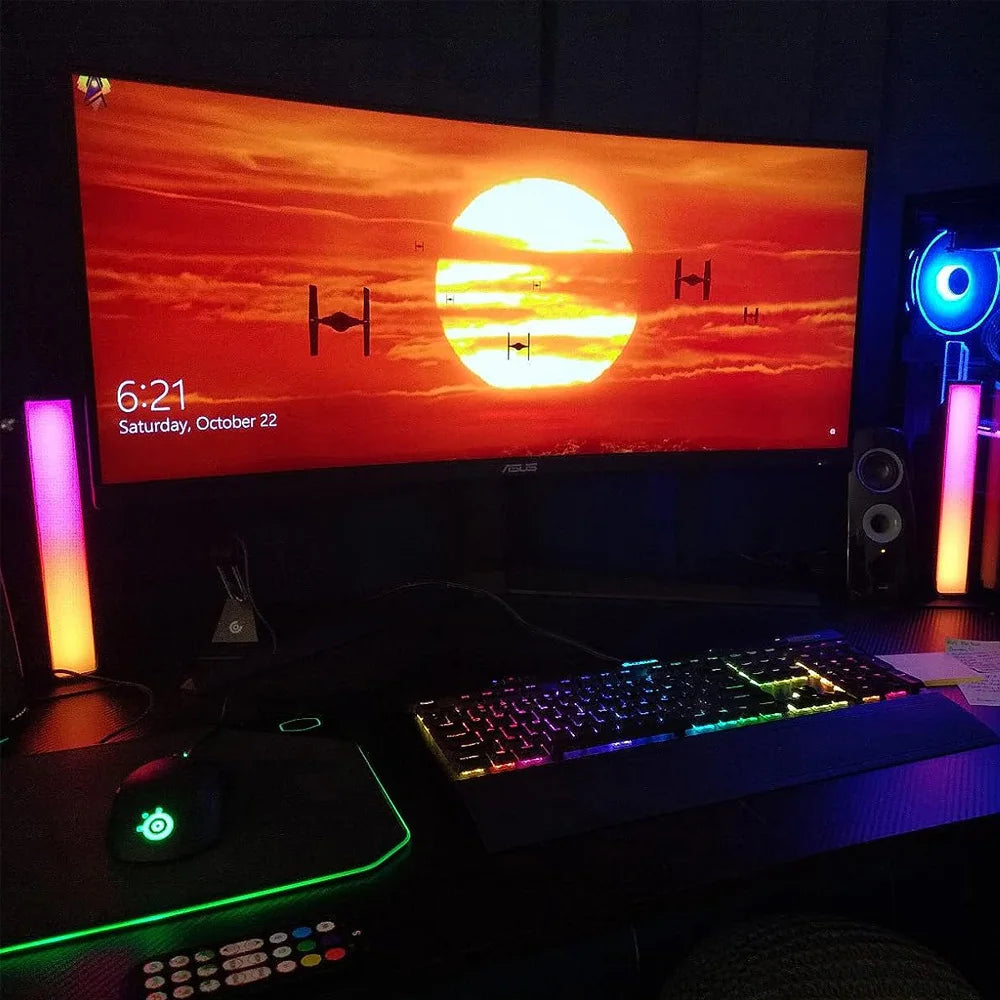 Smart RGB LED Light Bars (2-Pack) – Music Sync Ambient Backlights for TV, Gaming & Home Setup