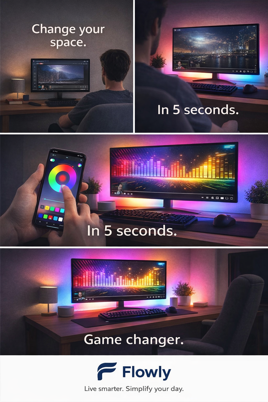 Bluetooth RGB TV Backlight – USB LED Strip with App Control & Music Sync